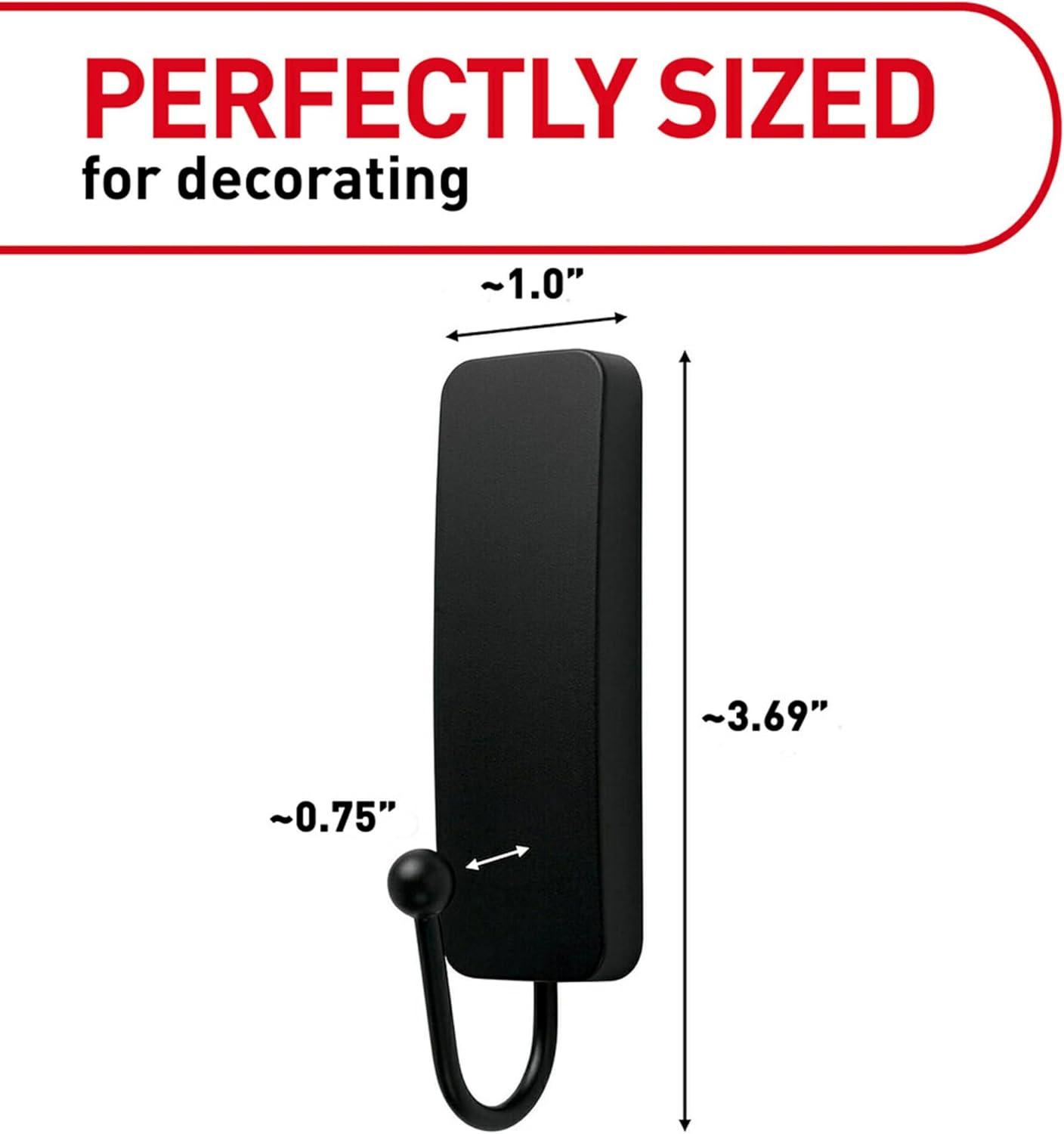 Command Medium Matte Black Wall Hook. 2 Coat Hooks and 4 Strips. Damage-Free Hanging with Adhesive. No Tools Great for Hanging Back to School Dorm Organizers. Holds up to 3 lb - Image 2