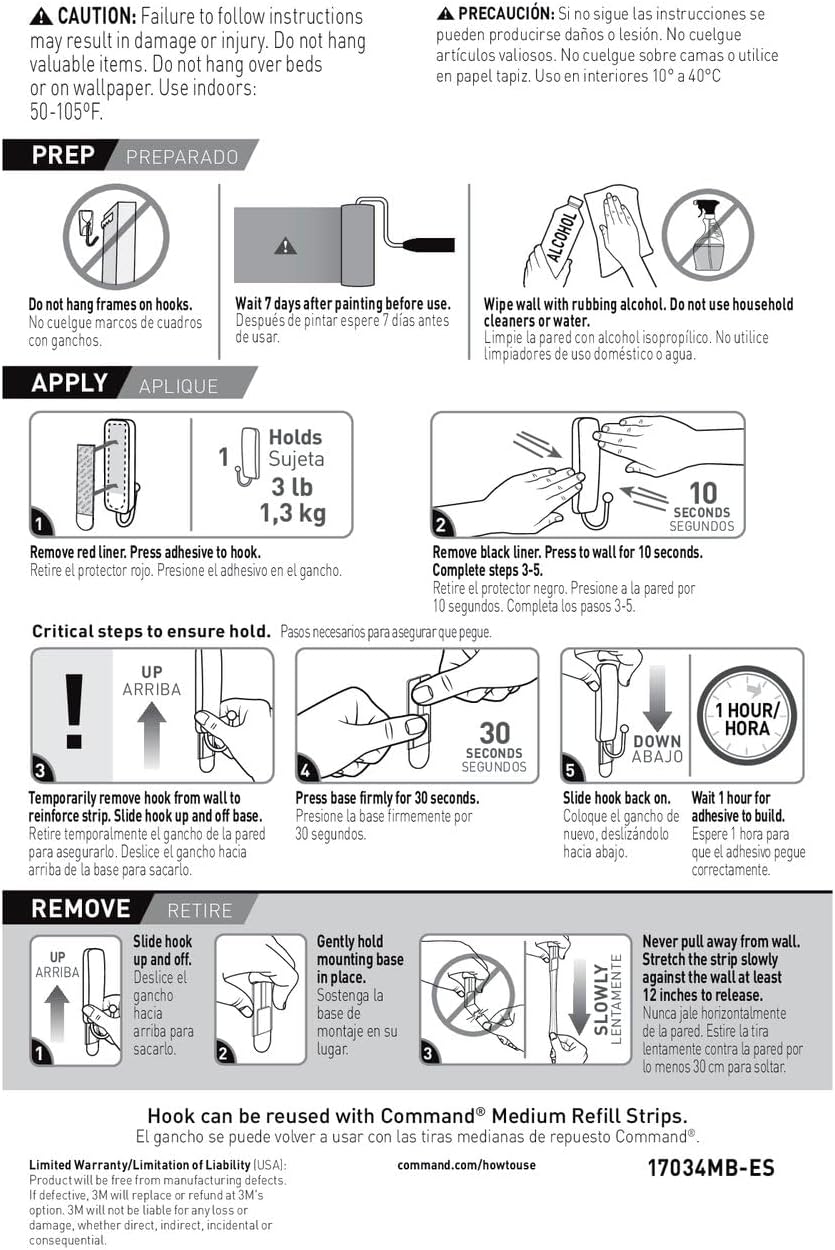 Command Medium Matte Black Wall Hook. 2 Coat Hooks and 4 Strips. Damage-Free Hanging with Adhesive. No Tools Great for Hanging Back to School Dorm Organizers. Holds up to 3 lb - Image 9