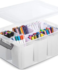 Citylife 17 QT Plastic Storage Bins Clear Storage Box with Lids Multipurpose Stackable Storage Containers for Organizing Tool. Craft. Crayon