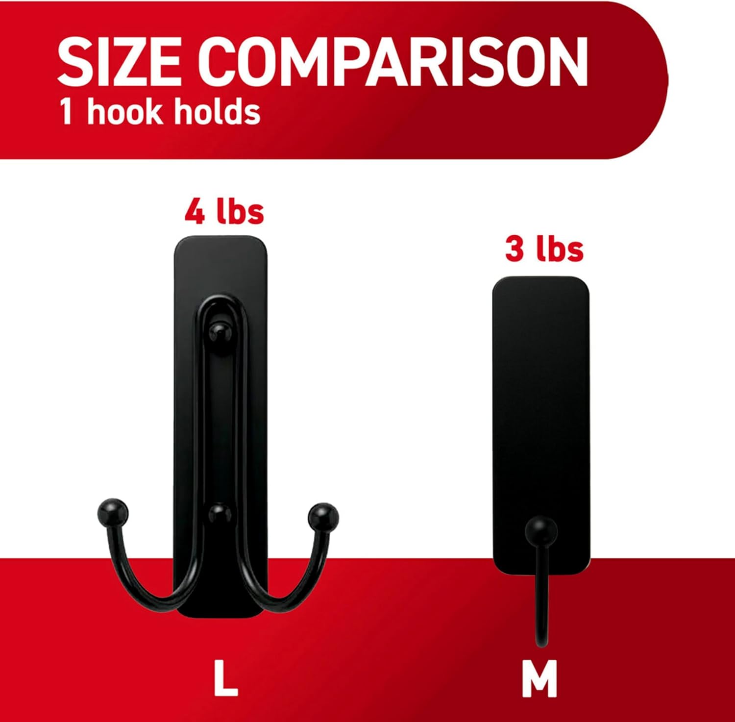 Command Medium Matte Black Wall Hook. 2 Coat Hooks and 4 Strips. Damage-Free Hanging with Adhesive. No Tools Great for Hanging Back to School Dorm Organizers. Holds up to 3 lb - Image 5