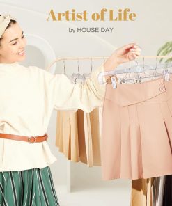 Alternative view of HOUSE DAY 12 Pack 14 inch Clear Plastic Skirt Hangers with Adjustable Clips. Pants Hangers 360-Rotating Swivel Hook. Clip Hangers for Pants. Trousers. Skirts. Jeans. Bulk Plastic Hangers