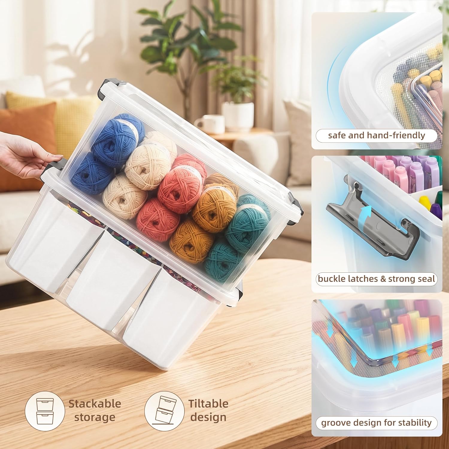 Citylife 17 QT Plastic Storage Bins Clear Storage Box with Lids Multipurpose Stackable Storage Containers for Organizing Tool. Craft. Crayon - Image 6