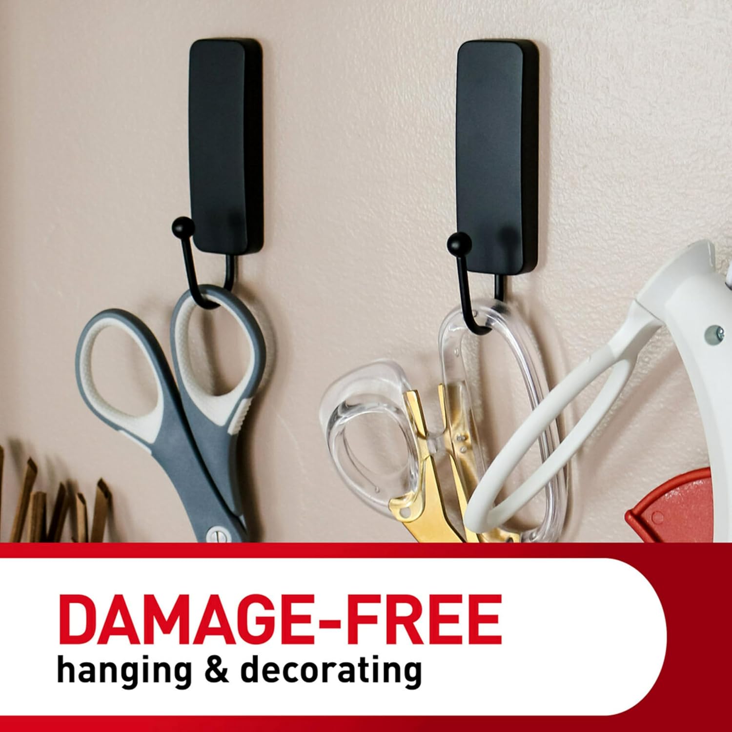 Command Medium Matte Black Wall Hook. 2 Coat Hooks and 4 Strips. Damage-Free Hanging with Adhesive. No Tools Great for Hanging Back to School Dorm Organizers. Holds up to 3 lb - Image 6