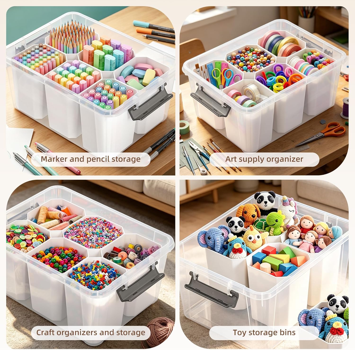 Citylife 17 QT Plastic Storage Bins Clear Storage Box with Lids Multipurpose Stackable Storage Containers for Organizing Tool. Craft. Crayon - Image 5